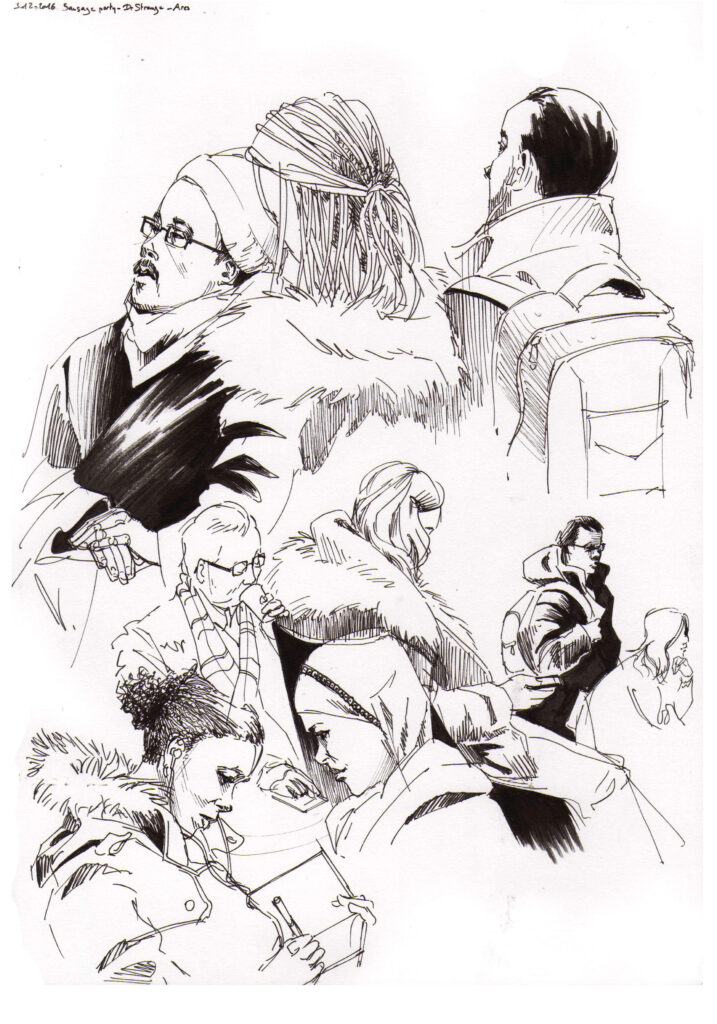 Passants aux Halles, à Paris